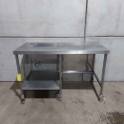 Solid Welded 1400mm Stainless Steel Table With Wet Well, Semi Void & Undershelf