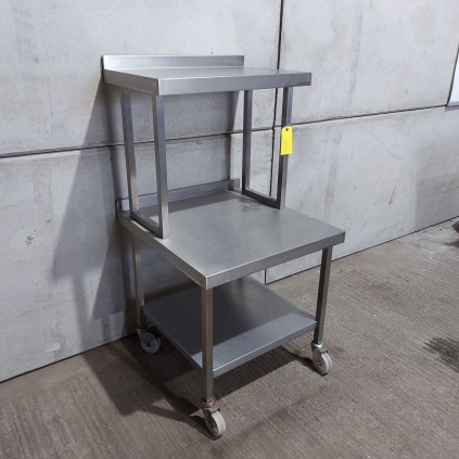 700mm Wide Solid Welded Stainless Steel Wall Bench Table With Overshelf