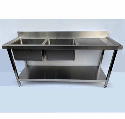 Premium Grade Stainless Steel 1800mm Wide Double Bowl Sink - Right Hand Drainer
