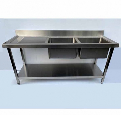 Premium Grade Stainless Steel 1800mm Wide Double Bowl Sink - Left Hand Drainer