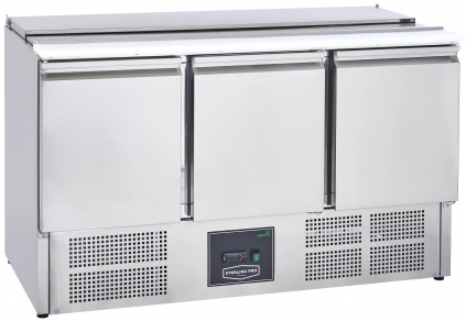 Sterling Pro Cobus SPU300SL 3 Door Saladette Hinged Lid & Chop Board, 368 Litres