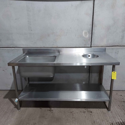 Brand New 1700mm Wide Solid Welded Stainless Steel Double Sink With Undershelf