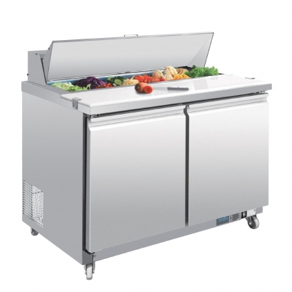 Polar U-Series Double Door Prep Counter Fridge 405Ltr