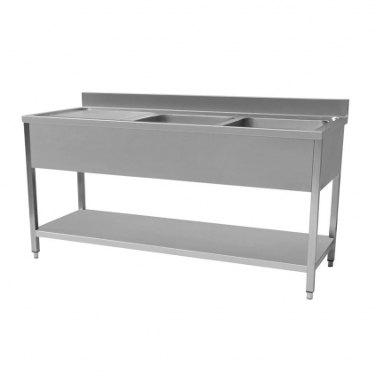 Premium Grade Stainless Steel Double Bowl Sink 1400mm Wide - Left Hand Drainer