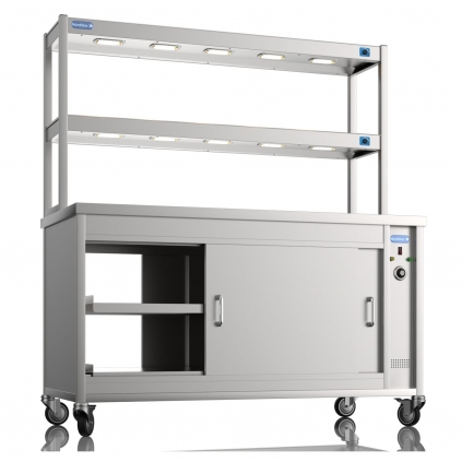 NordStar 1500mm Wide Pass Through Hot Cupboard With 2 Tier Heated Gantry