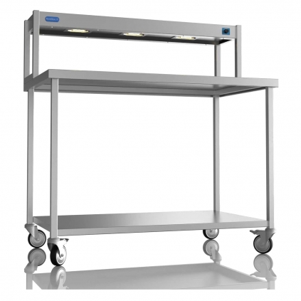 1200mm Wide Stainless Steel Table With 1 Tier Heated Gantry