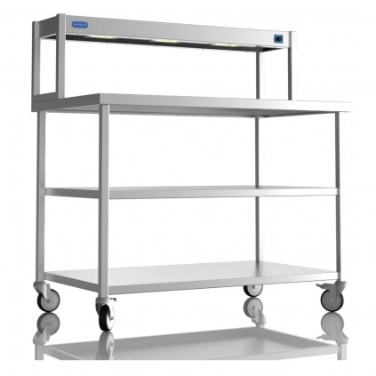 1200mm Wide Stainless Steel Table With 1 Tier Heated Gantry & Mid Undershelf