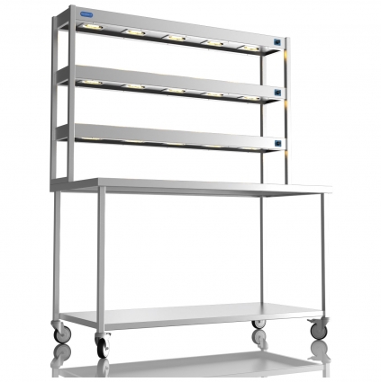 1500mm Wide Stainless Steel Table With 3 Tier Heated Gantry