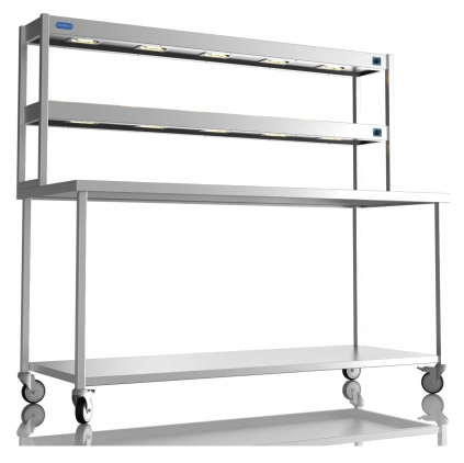1800mm Wide Stainless Steel Table With 2 Tier Heated Gantry