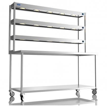 1800mm Wide Stainless Steel Table With 3 Tier Heated Gantry