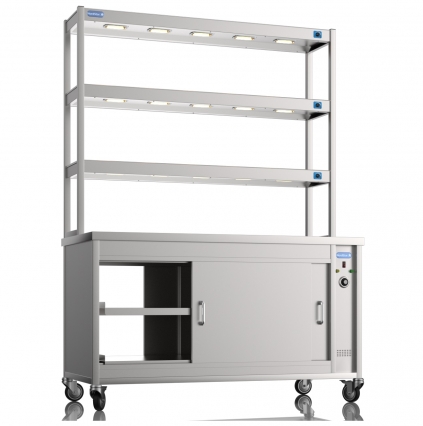 NordStar 1500mm Wide Pass Through Hot Cupboard With 3 Tier Heated Gantry