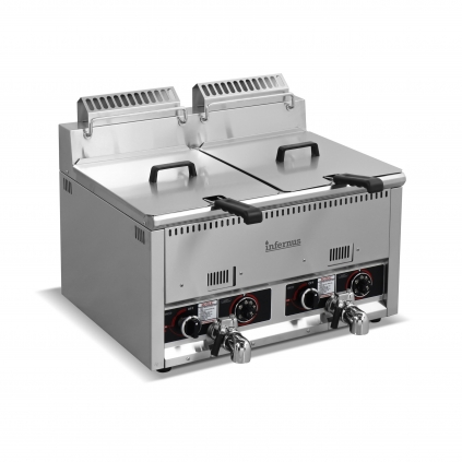 Infernus Countertop Twin Tank Gas Fryer - LPG or NAT GAS OPTIONS