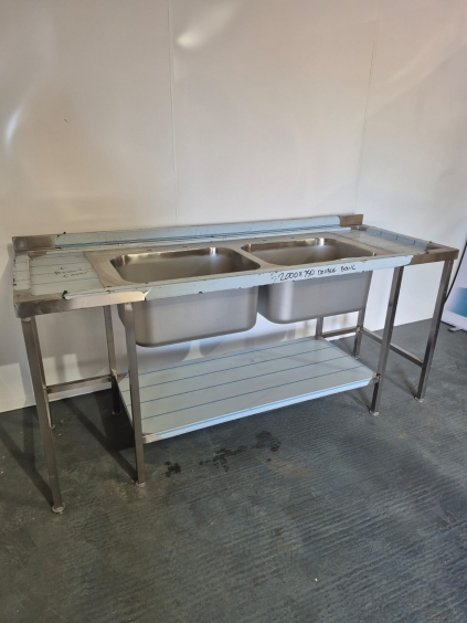 New Solid Welded Stainless Steel 2000mm Double Bowl Sink With Double Drainer