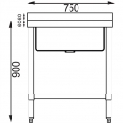 Vogue Stainless Steel Midi Pot Wash Sink with Undershelf