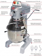 ChefQuip SPAR SP-40HI Three Speed Planetary 40 Litre Mixer