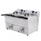 Hamoki DF-8T-2 Countertop Fryer - 16L Twin Tank With Drain Tap