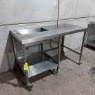 Solid Welded 1400mm Stainless Steel Table With Wet Well, Semi Void & Undershelf