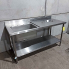 Brand New 1700mm Wide Solid Welded Stainless Steel Double Sink With Undershelf