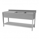 Premium Grade Stainless Steel Double Bowl Sink 1400mm Wide - Left Hand Drainer