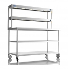 1500mm Wide Stainless Steel Table With 2 Tier Heated Gantry &amp; Mid Undershelf