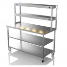 1500mm Wide Stainless Steel Table With 2 Tier Heated Gantry & Mid Undershelf