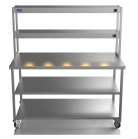 1500mm Wide Stainless Steel Table With 2 Tier Heated Gantry & Mid Undershelf