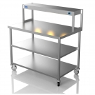 1200mm Wide Stainless Steel Table With 1 Tier Heated Gantry & Mid Undershelf