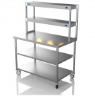 1200mm Wide Stainless Steel Table With 2 Tier Heated Gantry & Mid Undershelf