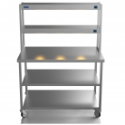 1200mm Wide Stainless Steel Table With 2 Tier Heated Gantry & Mid Undershelf