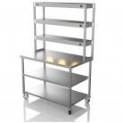 1200mm Wide Stainless Steel Table With 3 Tier Heated Gantry & Mid Undershelf