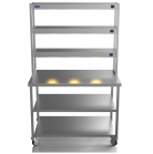 1200mm Wide Stainless Steel Table With 3 Tier Heated Gantry & Mid Undershelf