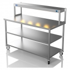 1500mm Wide Stainless Steel Table With 1 Tier Heated Gantry & Mid Undershelf