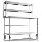 1500mm Wide Stainless Steel Table With 2 Tier Heated Gantry &amp; Mid Undershelf