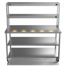 1500mm Wide Stainless Steel Table With 2 Tier Heated Gantry & Mid Undershelf