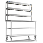 1500mm Wide Stainless Steel Table With 3 Tier Heated Gantry &amp; Mid Undershelf
