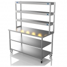 1500mm Wide Stainless Steel Table With 3 Tier Heated Gantry & Mid Undershelf