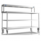 1800mm Wide Stainless Steel Table With 1 Tier Heated Gantry &amp; Mid Undershelf