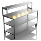 1800mm Wide Stainless Steel Table With 1 Tier Heated Gantry & Mid Undershelf