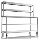 1800mm Wide Stainless Steel Table With 2 Tier Heated Gantry &amp; Mid Undershelf