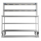 1800mm Wide Stainless Steel Table With 2 Tier Heated Gantry & Mid Undershelf