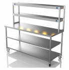 1800mm Wide Stainless Steel Table With 2 Tier Heated Gantry & Mid Undershelf