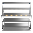1800mm Wide Stainless Steel Table With 2 Tier Heated Gantry & Mid Undershelf