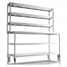 1800mm Wide Stainless Steel Table With 3 Tier Heated Gantry &amp; Mid Undershelf