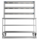 1800mm Wide Stainless Steel Table With 3 Tier Heated Gantry & Mid Undershelf