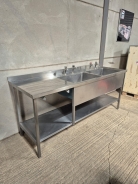 Moffat Solid Welded Commercial Double Bowl Sink With Left Hand Drainer 2000mm
