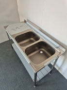 New Solid Welded Stainless Steel 1500mm Wide Double Bowl Sink With LH Drainer