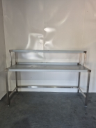 New Solid Welded 2100mm Stainless Steel Wall Table With Void Under & Gantry