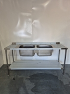 New Solid Welded Stainless Steel 1800mm Double Bowl Sink With Double Drainer