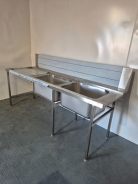 New Solid Welded Stainless Steel 2100mm Double Bowl Dishwasher Sink LH Drainer