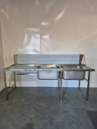 New Solid Welded Stainless Steel 2100mm Double Bowl Dishwasher Sink LH Drainer